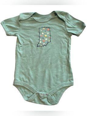 Indiana Baby Bodysuit 18M State Graphic Green Stars Snap Infant Outfit Unisex